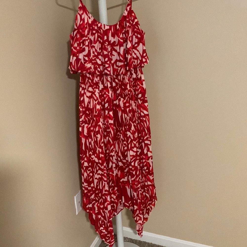 Red floral maxi dress